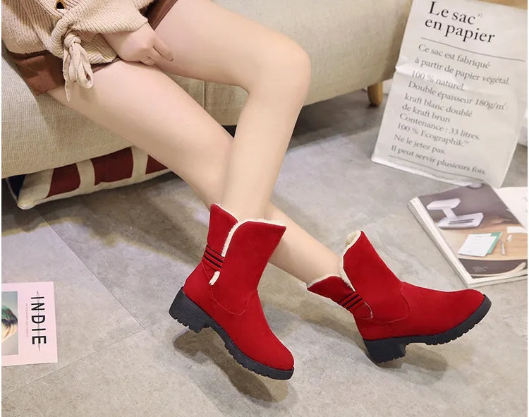 Women's Winter Casual Warm Faux Suede Boots With Fur