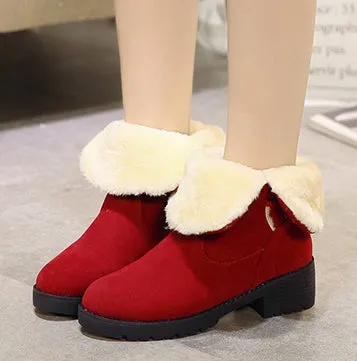 Women's Winter Casual Warm Faux Suede Boots With Fur