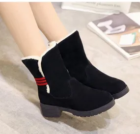 Women's Winter Casual Warm Faux Suede Boots With Fur