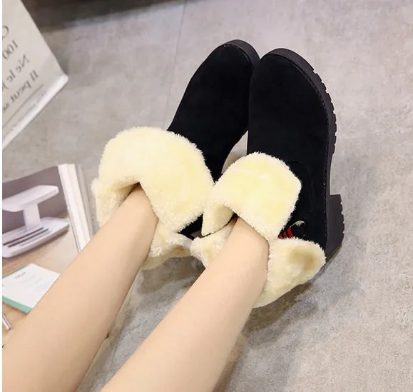 Women's Winter Casual Warm Faux Suede Boots With Fur