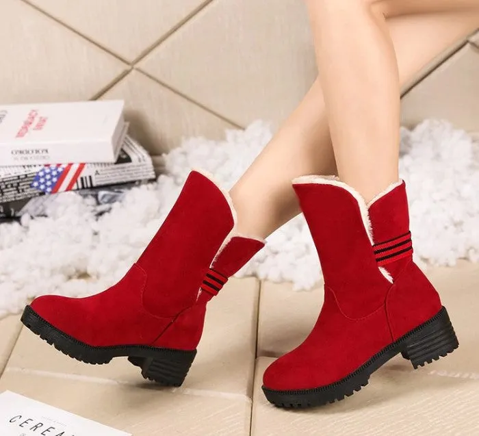Women's Winter Casual Warm Faux Suede Boots With Fur