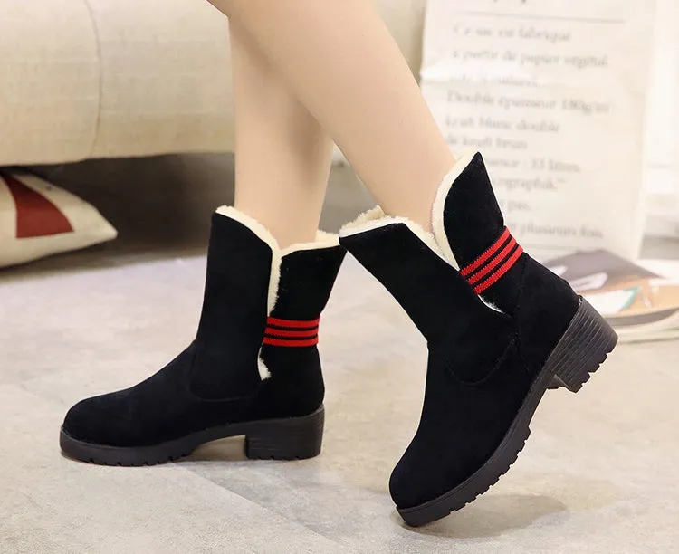Women's Winter Casual Warm Faux Suede Boots With Fur