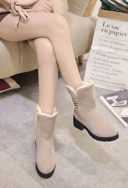 Women's Winter Casual Warm Faux Suede Boots With Fur