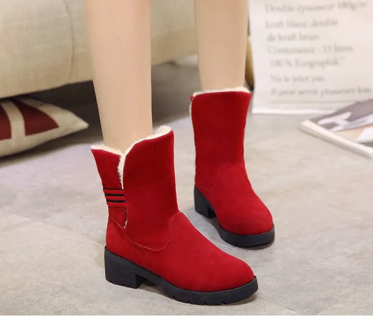 Women's Winter Casual Warm Faux Suede Boots With Fur