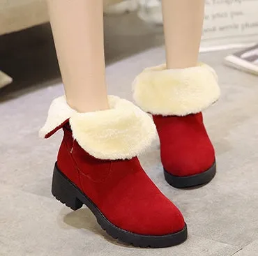 Women's Winter Casual Warm Faux Suede Boots With Fur