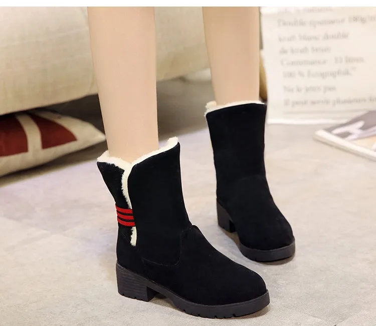 Women's Winter Casual Warm Faux Suede Boots With Fur