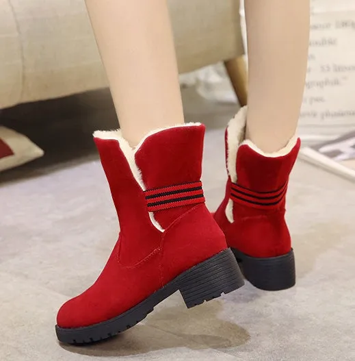 Women's Winter Casual Warm Faux Suede Boots With Fur