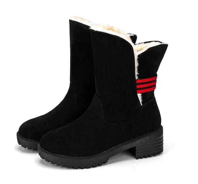 Women's Winter Casual Warm Faux Suede Boots With Fur