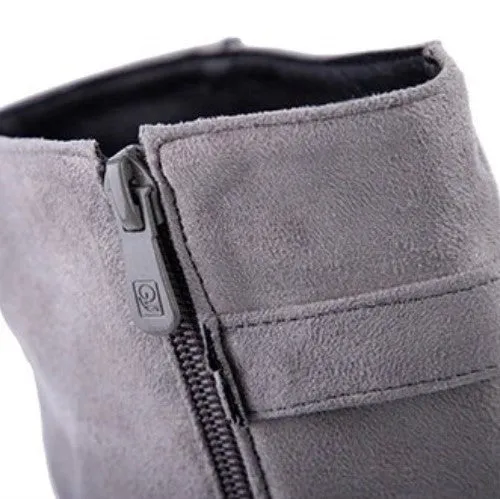 Women's Winter Warm Mid-Calf Snow Flat Boots With Buckles
