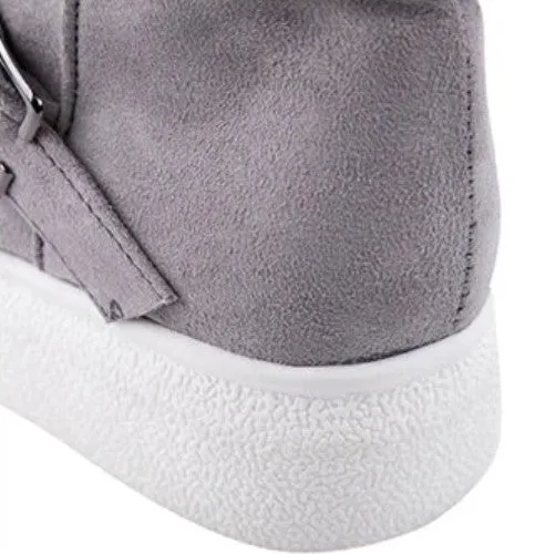 Women's Winter Warm Mid-Calf Snow Flat Boots With Buckles