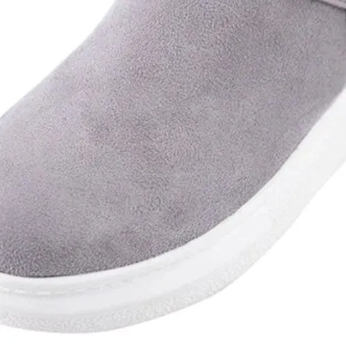 Women's Winter Warm Mid-Calf Snow Flat Boots With Buckles